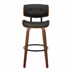 Lombardi 30" Fixed-Height Barstool - Set of 2 - Walnut Wood, Espresso PU, Black Metal