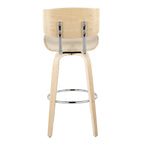 Lombardi 30" Fixed-Height Barstool - Set of 2 - Natural Wood, Chrome Metal, Cream PU
