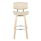 Lombardi 30" Fixed-Height Barstool - Set of 2 - Natural Wood, Chrome Metal, Cream PU