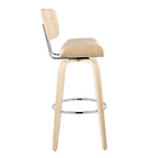 Lombardi 30" Fixed-Height Barstool - Set of 2 - Natural Wood, Chrome Metal, Cream PU