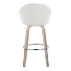 Matisse High Back 30" Fixed-Height Barstool - Set of 2 - Whitewashed Wood, Cream Fabric, Chrome Metal