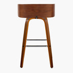 Maya 30" Fixed-Height Barstool - Set of 2 - Chrome Metal, Walnut Wood, Charcoal Fabric