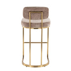 Mid-back Demi 30" Fixed-Height Barstool - Set of 2 - Gold Metal, Brown Fabric