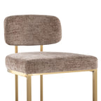 Mid-back Demi 30" Fixed-Height Barstool - Set of 2 - Gold Metal, Brown Fabric