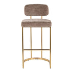 Mid-back Demi 30" Fixed-Height Barstool - Set of 2 - Gold Metal, Brown Fabric