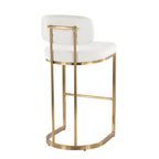 Mid-back Demi 30" Fixed-Height Barstool - Set of 2 - Gold Metal, Cream Fabric