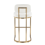 Mid-back Demi 30" Fixed-Height Barstool - Set of 2 - Gold Metal, Cream Fabric