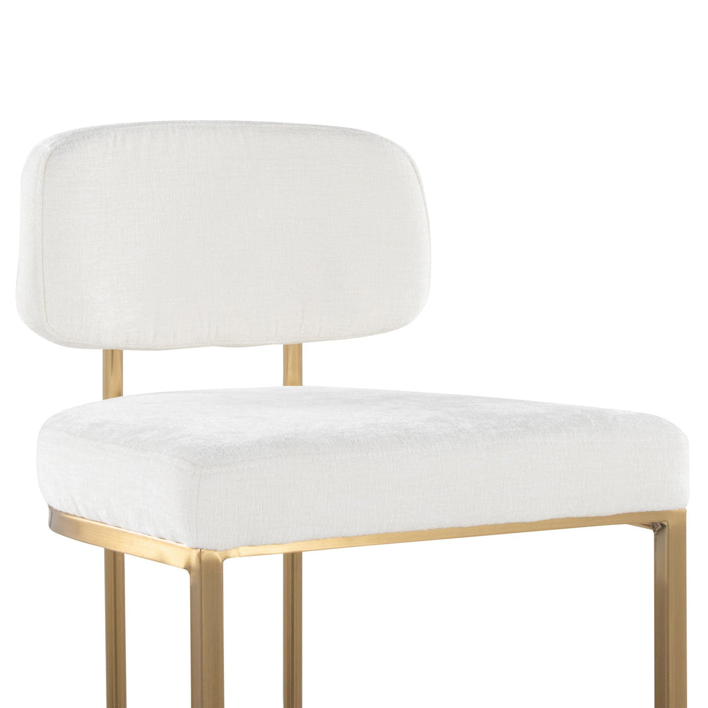 Mid-back Demi 30" Fixed-Height Barstool - Set of 2 - Gold Metal, Cream Fabric
