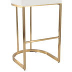 Mid-back Demi 30" Fixed-Height Barstool - Set of 2 - Gold Metal, Cream Fabric