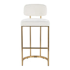 Mid-back Demi 30" Fixed-Height Barstool - Set of 2 - Gold Metal, Cream Fabric
