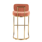 Mid-back Demi 30" Fixed-Height Barstool - Set of 2 - Gold Metal, Salmon Fabric