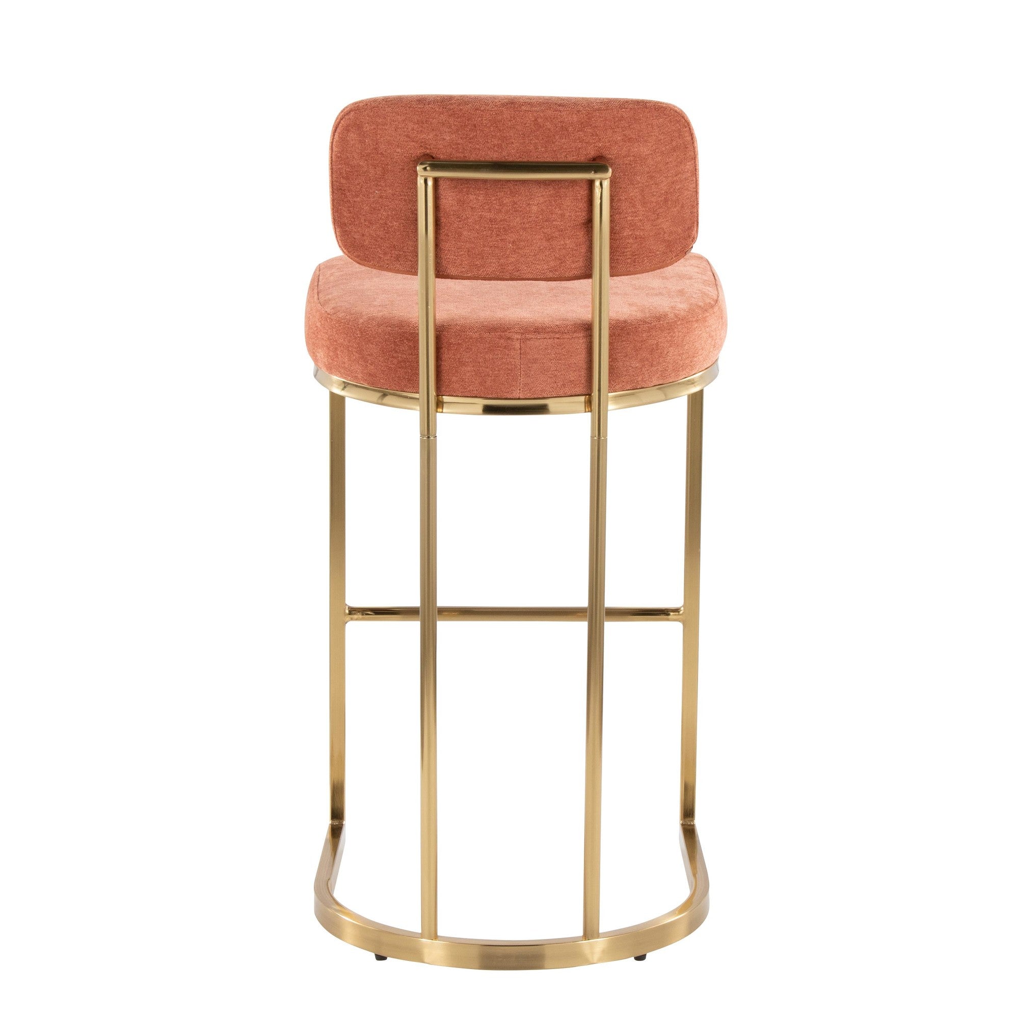 Mid-back Demi 30" Fixed-Height Barstool - Set of 2 - Gold Metal, Salmon Fabric