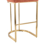 Mid-back Demi 30" Fixed-Height Barstool - Set of 2 - Gold Metal, Salmon Fabric