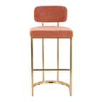 Mid-back Demi 30" Fixed-Height Barstool - Set of 2 - Gold Metal, Salmon Fabric