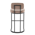 Mid-back Demi 30" Fixed-Height Barstool - Set of 2 - Black Metal, Brown Fabric