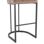 Mid-back Demi 30" Fixed-Height Barstool - Set of 2 - Black Metal, Brown Fabric