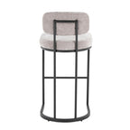 Mid-back Demi 30" Fixed-Height Barstool - Set of 2 - Black Metal, Light Grey Fabric