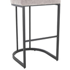 Mid-back Demi 30" Fixed-Height Barstool - Set of 2 - Black Metal, Light Grey Fabric