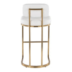 Mid-back Demi 30" Fixed-Height Barstool - Set of 2 - Gold Metal, White PU