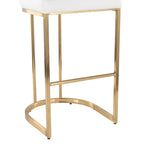 Mid-back Demi 30" Fixed-Height Barstool - Set of 2 - Gold Metal, White PU