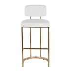 Mid-back Demi 30" Fixed-Height Barstool - Set of 2 - Gold Metal, White PU