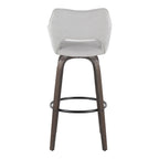 Mustang 30" Fixed-Height Barstool - Set of 2 - Walnut Glazed Wood, Grey Fabric, Black Metal