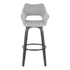 Mustang 30" Fixed-Height Barstool - Set of 2 - Walnut Glazed Wood, Grey Fabric, Black Metal