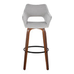 Mustang 30" Fixed-Height Barstool - Set of 2 - Walnut Wood, Grey Fabric, Black Metal