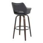 Mustang 30" Fixed-Height Barstool - Set of 2 - Walnut Glazed Wood, Black PU, Black Metal