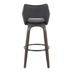 Mustang 30" Fixed-Height Barstool - Set of 2 - Walnut Glazed Wood, Black PU, Black Metal
