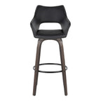 Mustang 30" Fixed-Height Barstool - Set of 2 - Walnut Glazed Wood, Black PU, Black Metal