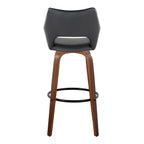 Mustang 30" Fixed-Height Barstool - Set of 2 - Walnut Wood, Black PU, Black Metal