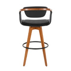 Oracle 29" Fixed-Height Barstool - Walnut Bamboo, Black PU, Black Metal
