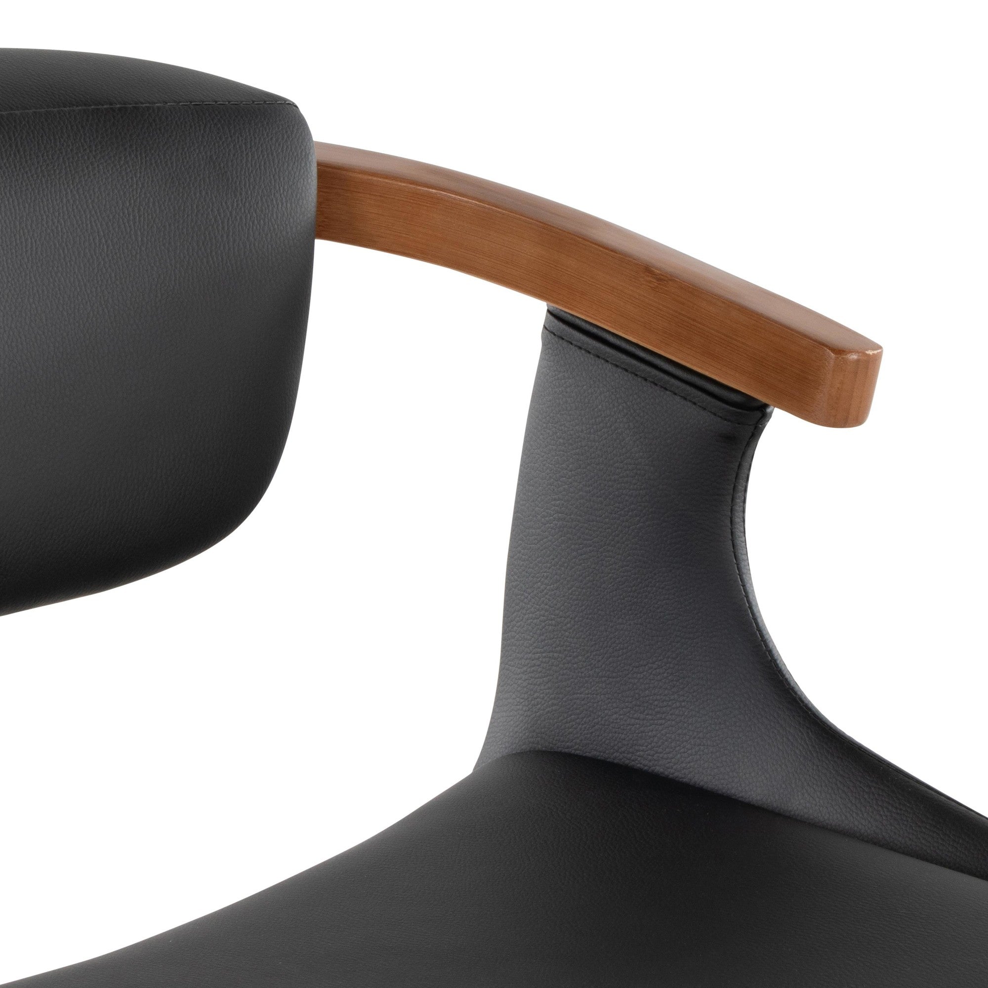 Oracle 29" Fixed-Height Barstool - Walnut Bamboo, Black PU, Black Metal