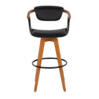 Oracle 29" Fixed-Height Barstool - Walnut Bamboo, Black PU, Black Metal