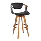 Oracle 29" Fixed-Height Barstool - Walnut Bamboo, Black PU, Black Metal