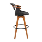 Oracle 29" Fixed-Height Barstool - Walnut Bamboo, Black PU, Black Metal