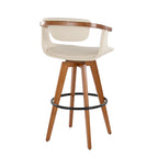 Oracle 29" Fixed-Height Barstool - Walnut Bamboo, Cream PU, Black Metal