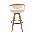 Oracle 29" Fixed-Height Barstool - Walnut Bamboo, Cream PU, Black Metal