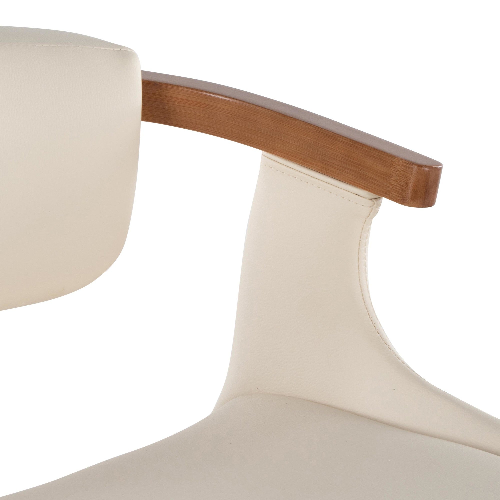 Oracle 29" Fixed-Height Barstool - Walnut Bamboo, Cream PU, Black Metal