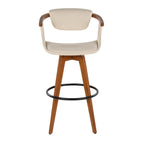 Oracle 29" Fixed-Height Barstool - Walnut Bamboo, Cream PU, Black Metal