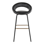 Posh 30" Fixed-Height Barstool - Set of 2 - Black Metal, Black PU, Gold Metal