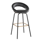 Posh 30" Fixed-Height Barstool - Set of 2 - Black Metal, Black PU, Gold Metal