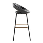 Posh 30" Fixed-Height Barstool - Set of 2 - Black Metal, Black PU, Gold Metal