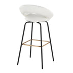 Posh 30" Fixed-Height Barstool - Set of 2 - Black Metal, White PU, Gold Metal