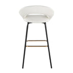 Posh 30" Fixed-Height Barstool - Set of 2 - Black Metal, White PU, Gold Metal