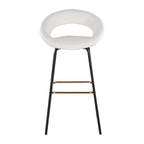 Posh 30" Fixed-Height Barstool - Set of 2 - Black Metal, White PU, Gold Metal
