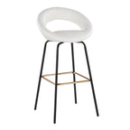 Posh 30" Fixed-Height Barstool - Set of 2 - Black Metal, White PU, Gold Metal