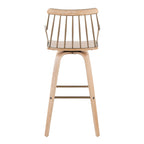 Preston 30" Fixed-Height Barstool - Whitewashed Wood, Antique Copper Metal