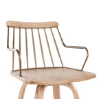 Preston 30" Fixed-Height Barstool - Whitewashed Wood, Antique Copper Metal